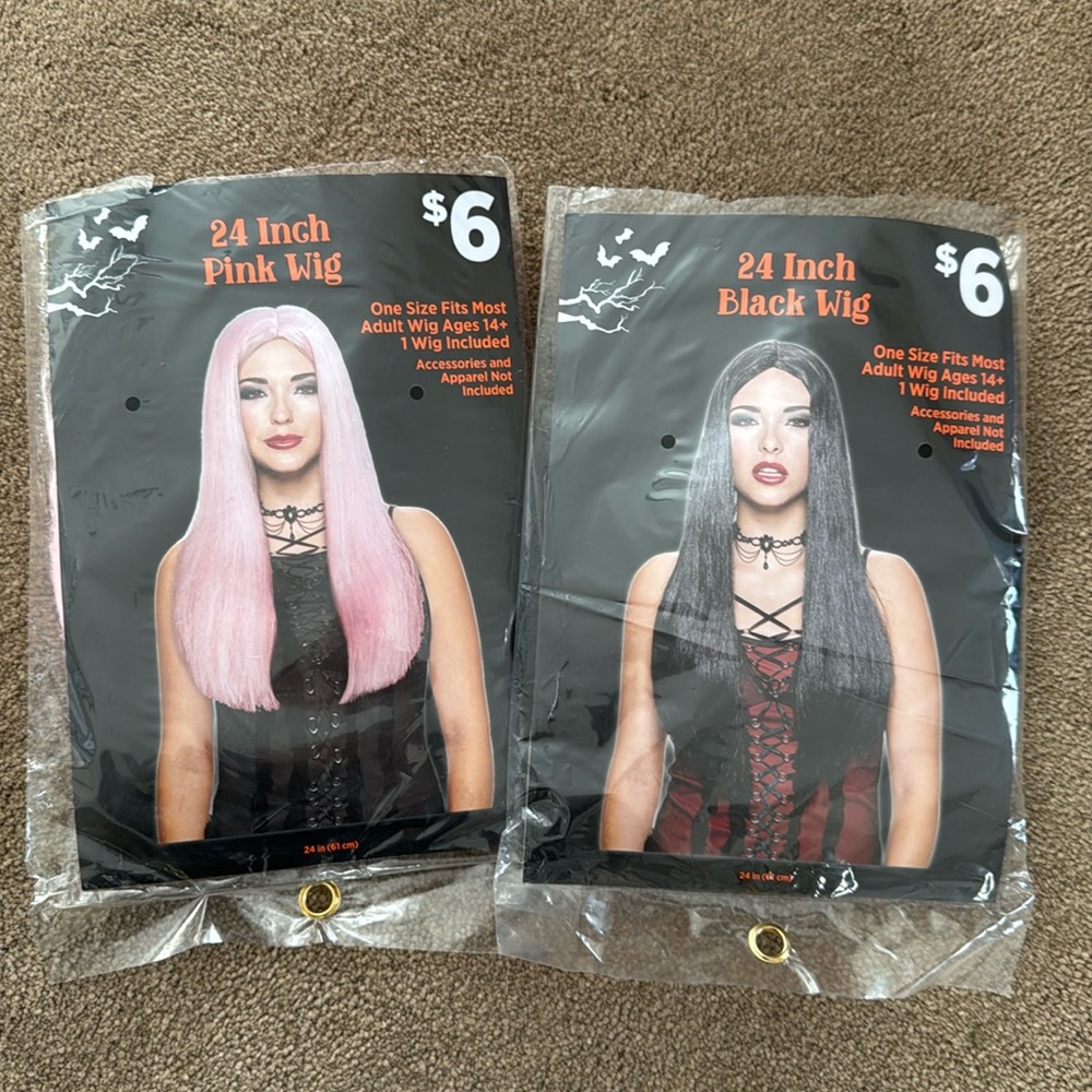 Halloween wigs!  PINK and BLACK